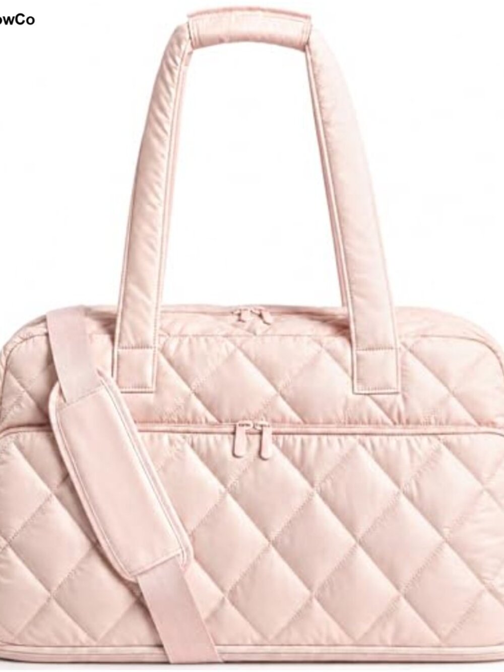 Expandable Quilted Weekender Duffel Bag with Adjustable Strap Lightweight